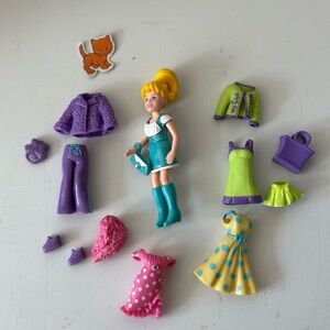 Vintage Polly Pocket Doll Dress-Up Set with Accessories